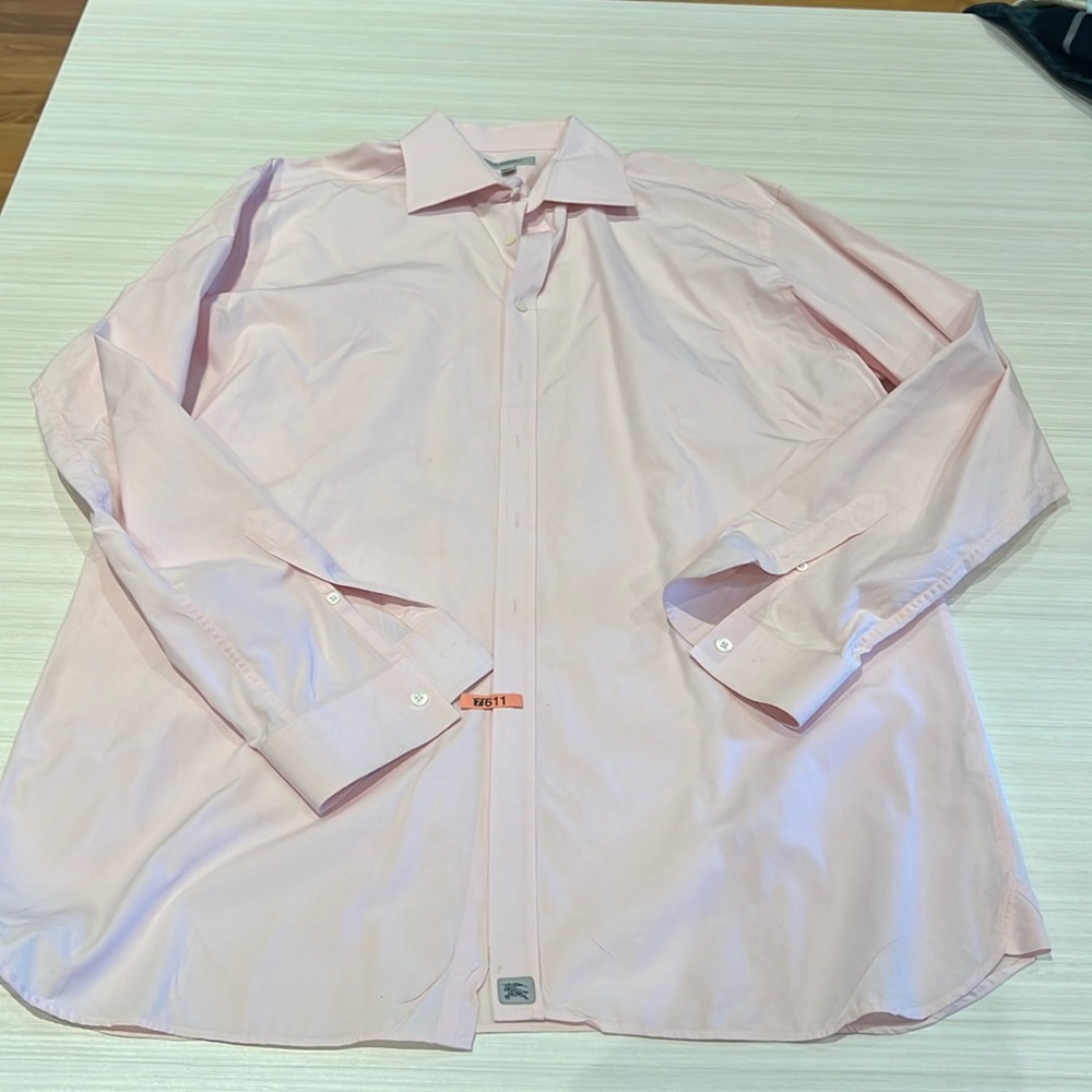 Burberry Men’s pink button down shirt size 17 and 1/2 x 44